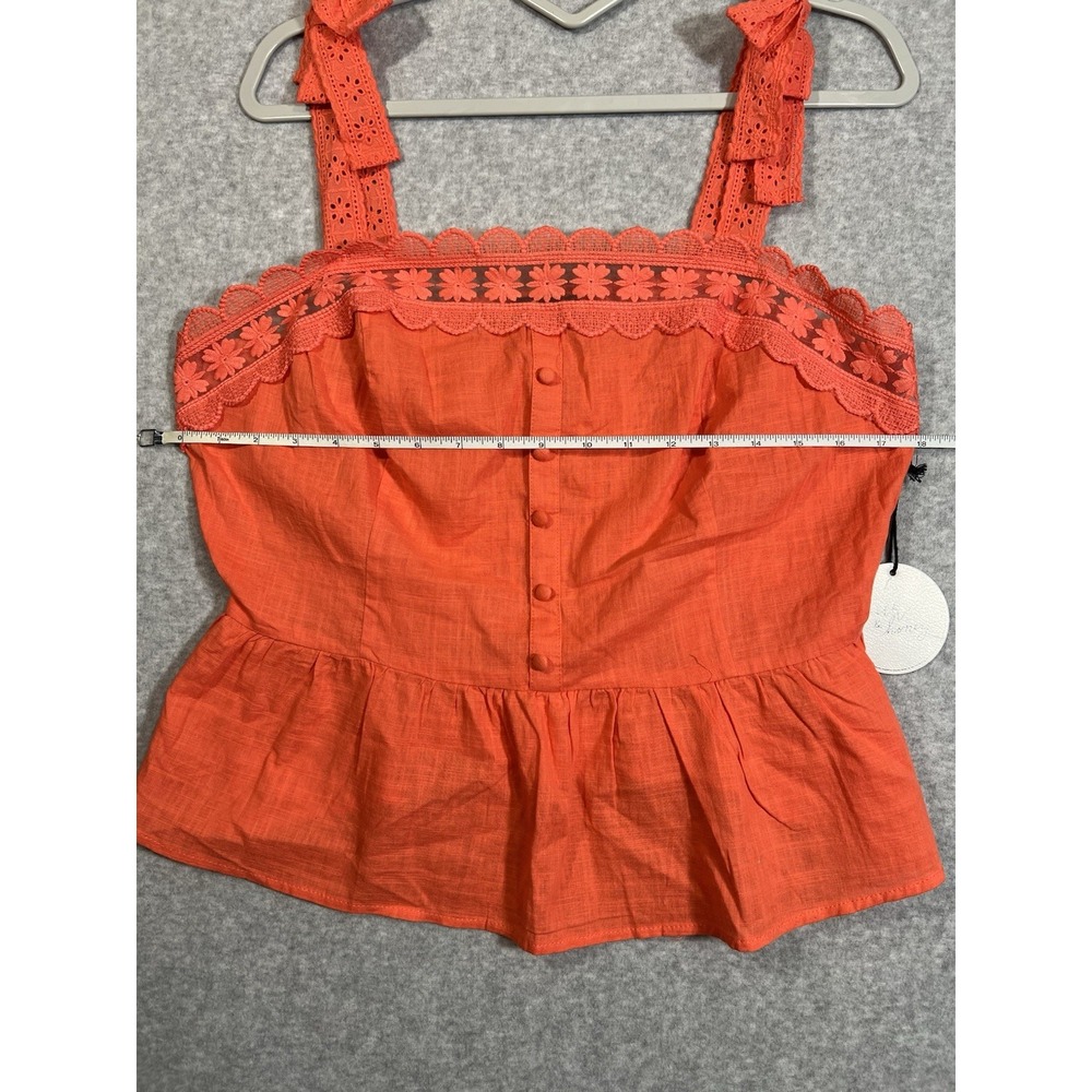 NWT Milk & Honey Coral Orange Lace Trim Peplum Tank Top Women's XL Boutique - Picture 7 of 11